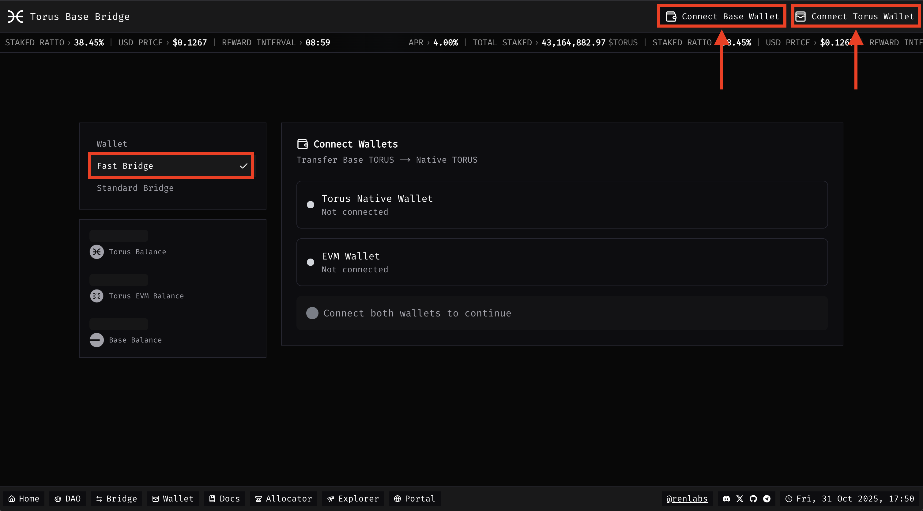 Connect both wallets